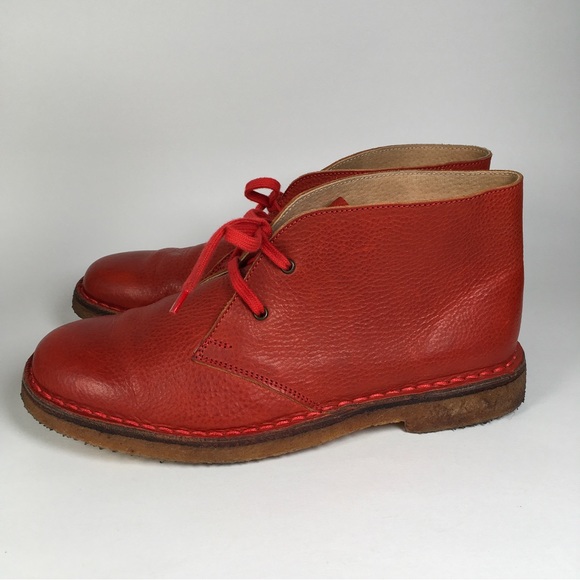 Kalimala Italian Hand Made Red Leather Ankle Boots Size 40 - Picture 6 of 10